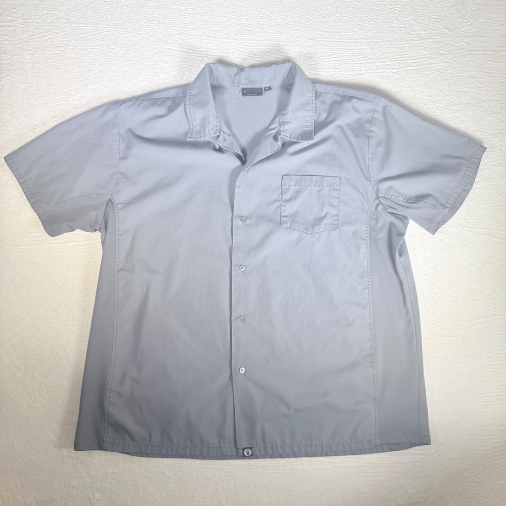 Chef Works Gray Short Sleeve Button Up 2XL Professional Kitchen‎ Culinary Cook